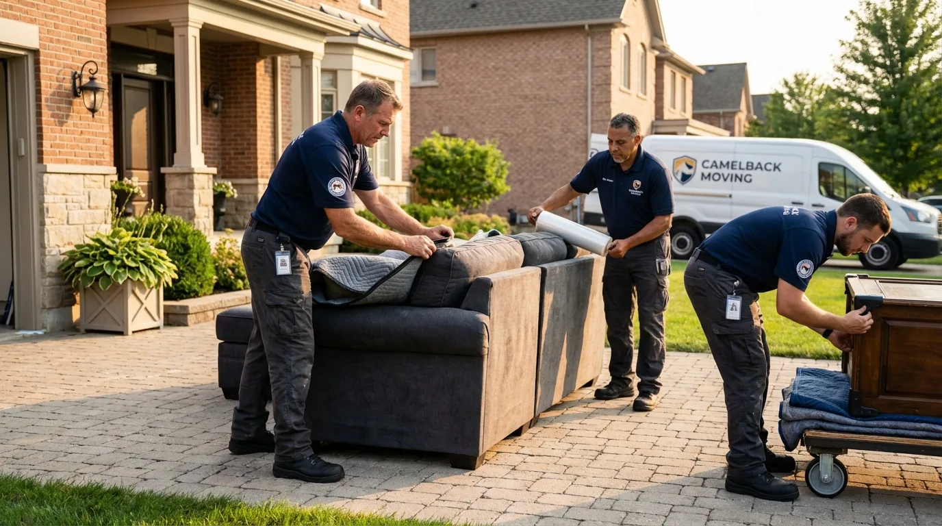 Large estate moving crew wrapping furniture in Salt Lake City, UT