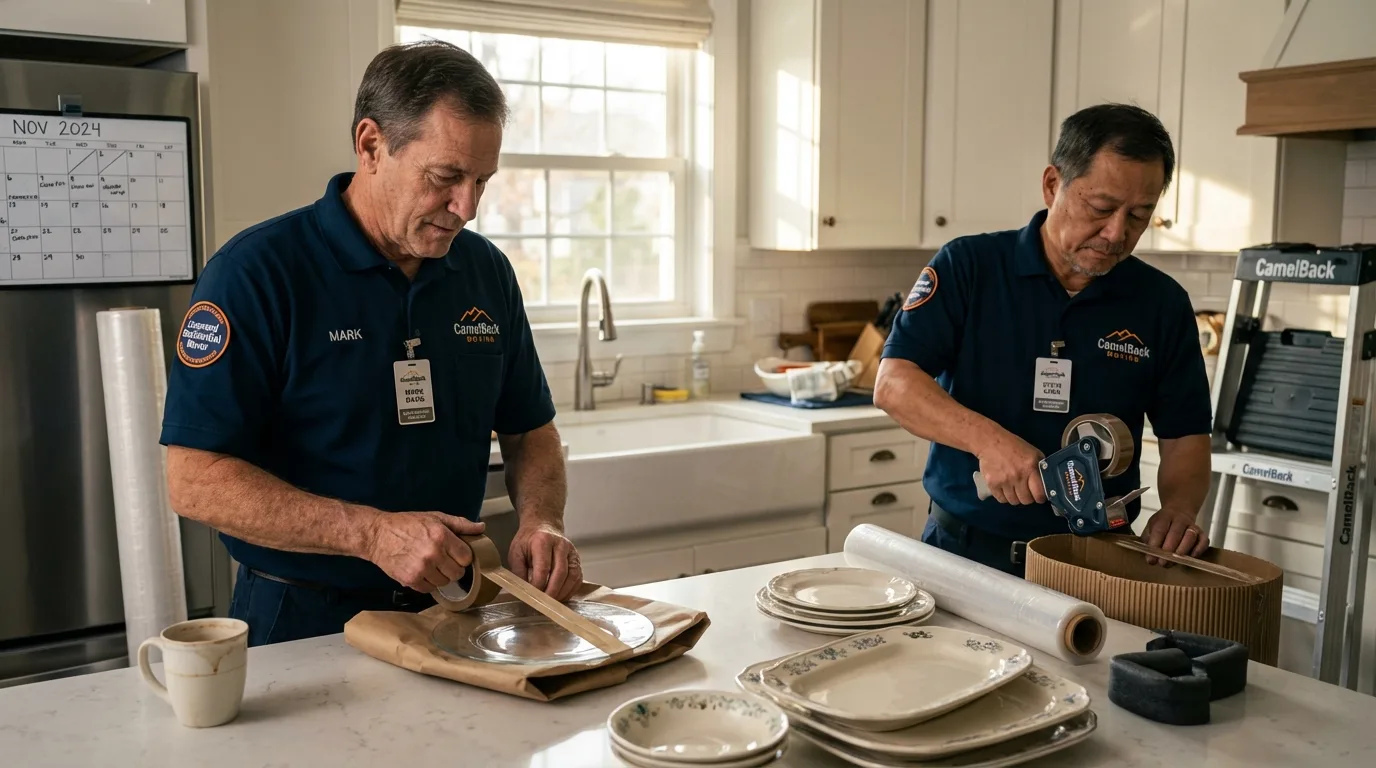 Professional crew packing kitchen dishware in Salt Lake City, UT