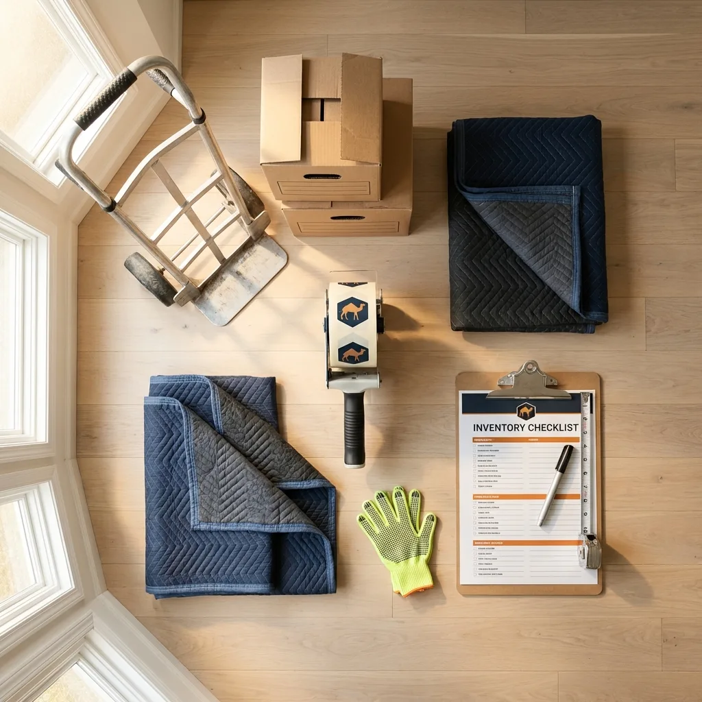 Professional moving supplies and packing materials layout for Salt Lake City residential relocations